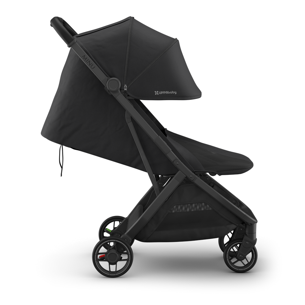 Side right features of UPPAbaby Minu V3 Jake Ð travel stroller with convenient design.