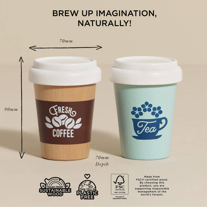 Hands-on learning is supported by Le Toy Van Tea & Coffee Re-Useable Eco Cups Montessori wooden toys
