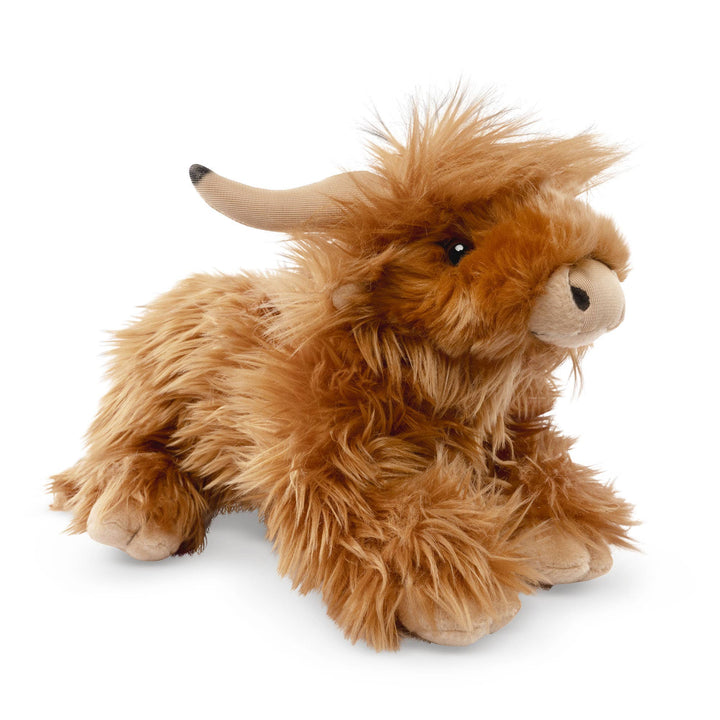 Bring home the lifelike Keycraft Living Nature Lying Highland Cow Plush Toy, a delightful stuffed toy for any room