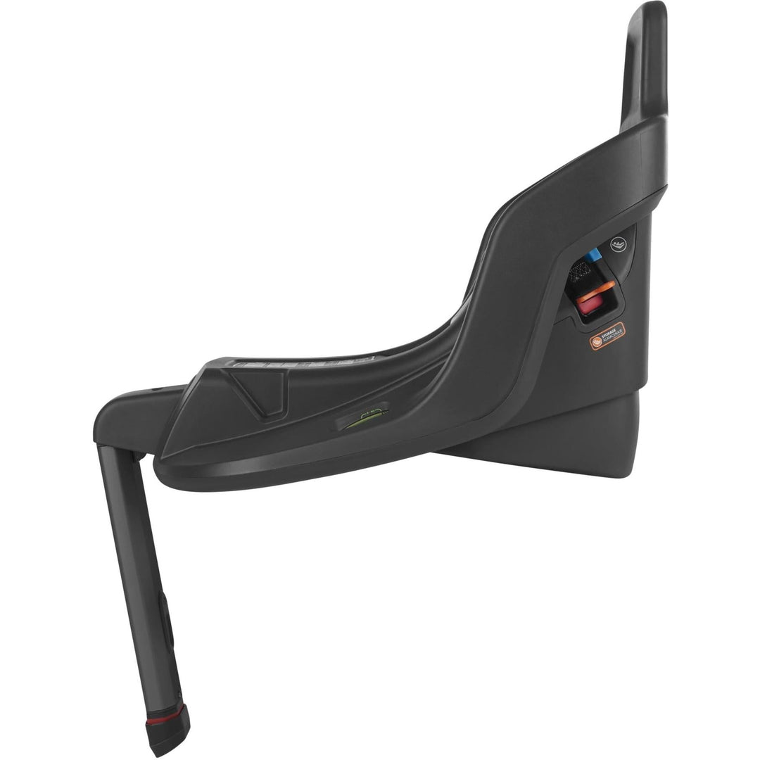 Short leg position on the Uppababy Aria V2 Base, showing flexibility and premium safety design in this top-rated infant car seat.