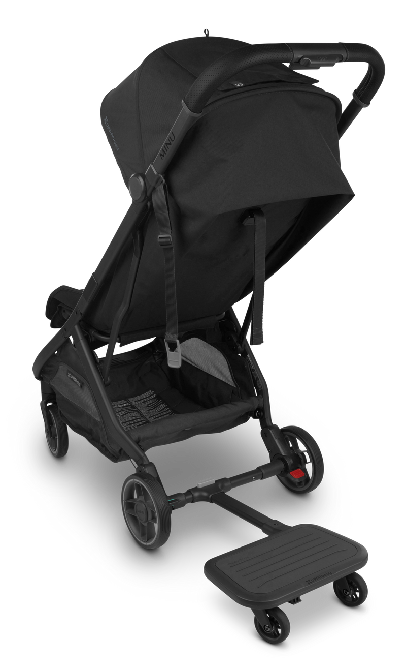 The UPPAbaby Minu V3 in Magic Black makes an ideal stroller for families on the go.