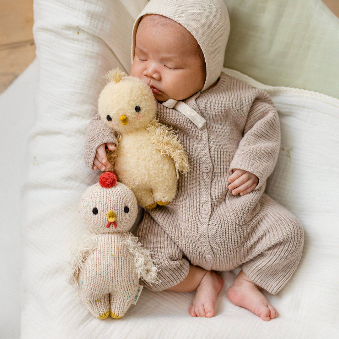 Soft knit baby chicken Cuddle + Kind — collectible hand-knit stuffed animal toy for children