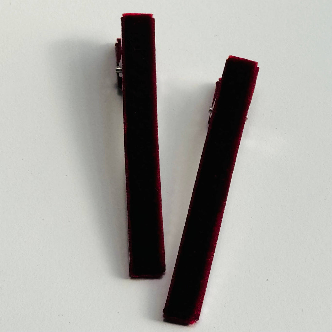 Warm color collection of Cookie & the Dude Japanese Velvet Bar Clips - Warm boutique velvet hair accessories for girls