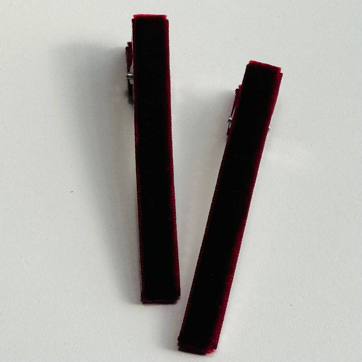 Warm color collection of Cookie & the Dude Japanese Velvet Bar Clips - Warm boutique velvet hair accessories for girls
