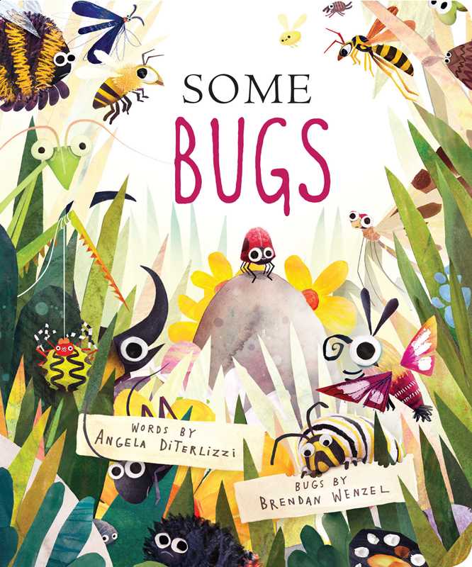 Some Bugs board book cover by Simon & Schuster, a colorful rhyming kids book about backyard insects