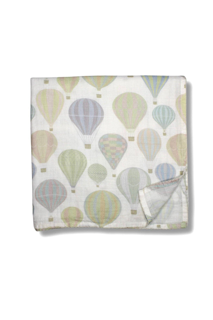 Little Threads pastel air balloon muslin baby blanket, organic cotton swaddle blanket for newborn comfort and breathable baby bedding