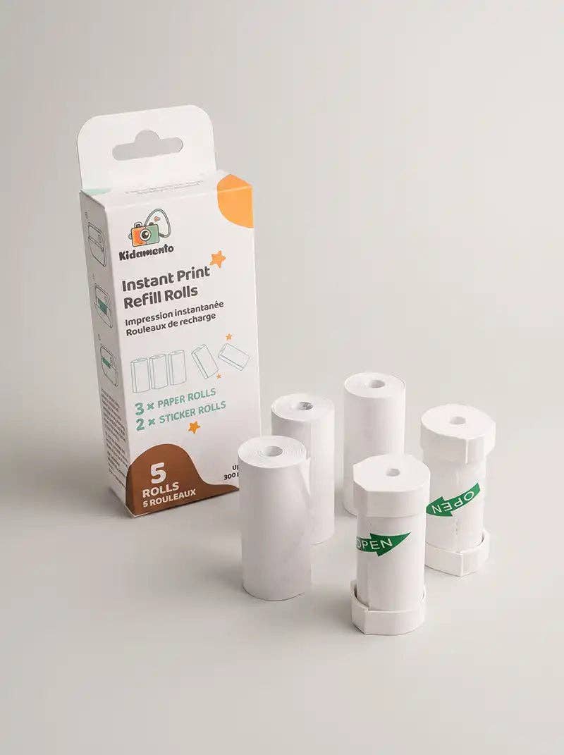 Thermal paper and sticker rolls for kids print camera, kiimento Model P Paper Refill
