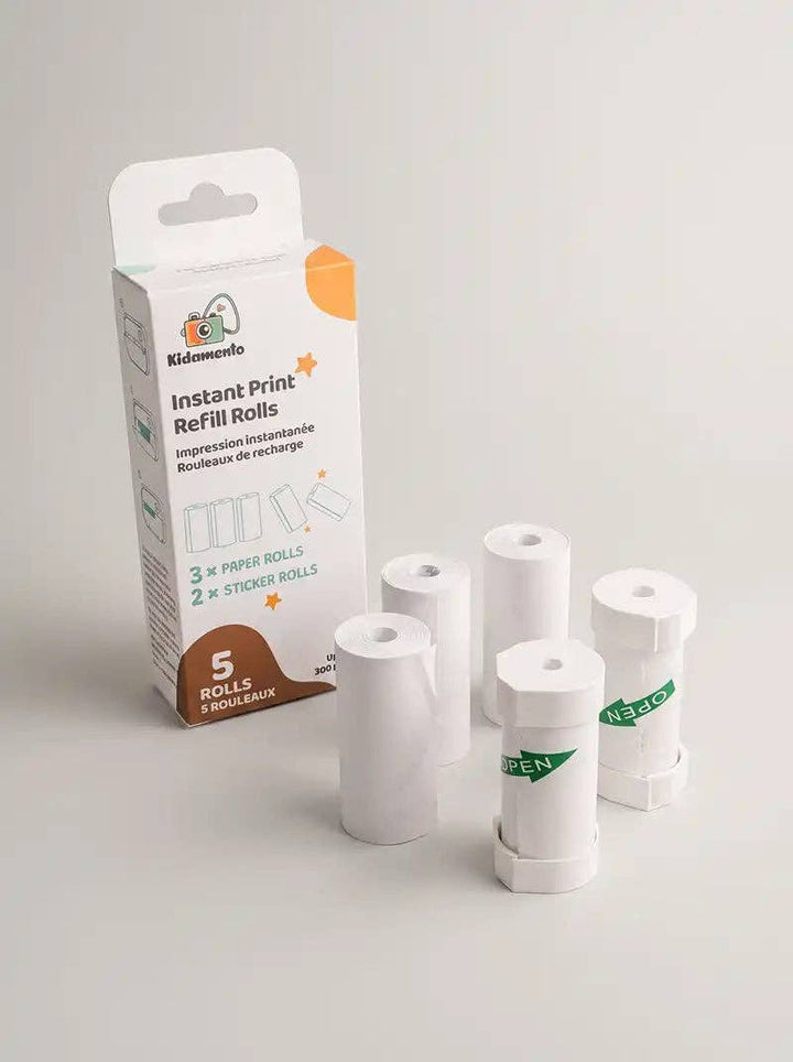 Thermal paper and sticker rolls for kids print camera, kiimento Model P Paper Refill