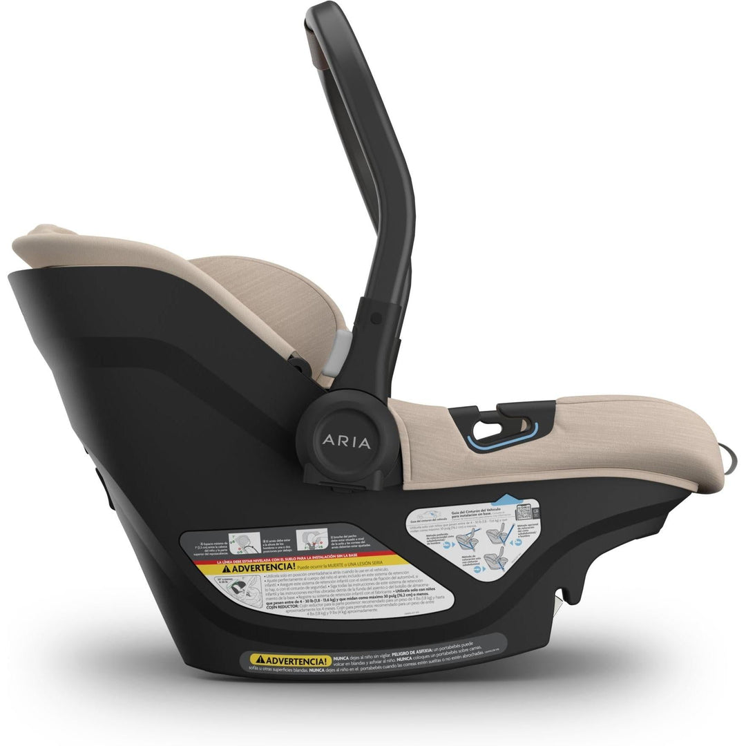 Declan Uppababy Aria V2 Infant Car Seat makes daily outings easier with its ergonomic carry handle.