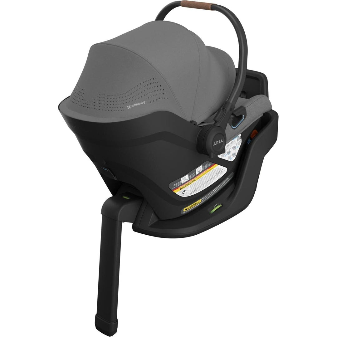 GreysonÕs Uppababy Aria V2 Infant Car Seat shown from behind, combining safety and style for newborns.