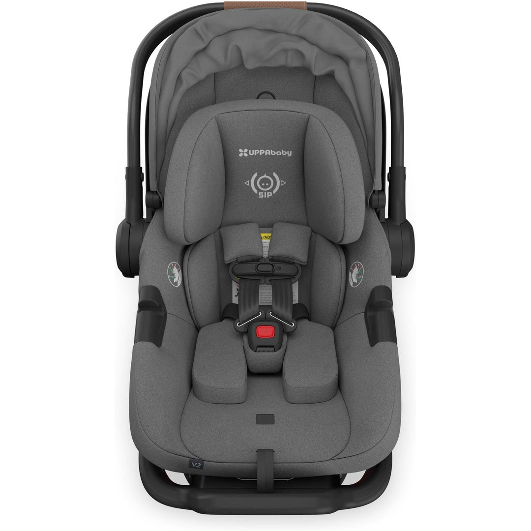 In the Greyson colorway, the Uppababy Aria V2 Infant Car Seat delivers chic functionality for everyday use.