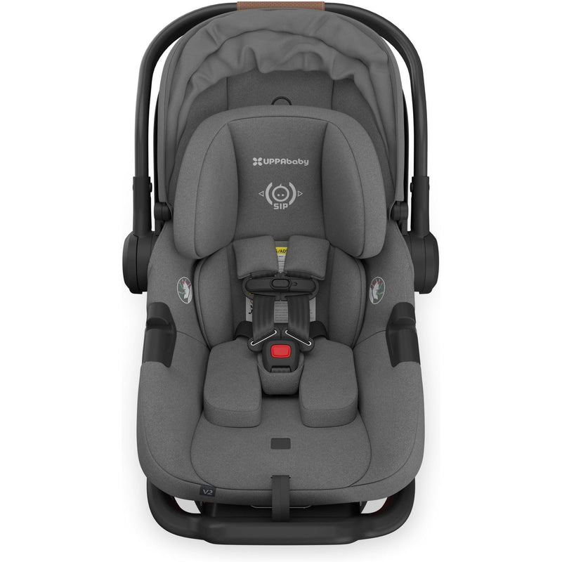 In the Greyson colorway, the Uppababy Aria V2 Infant Car Seat delivers chic functionality for everyday use.