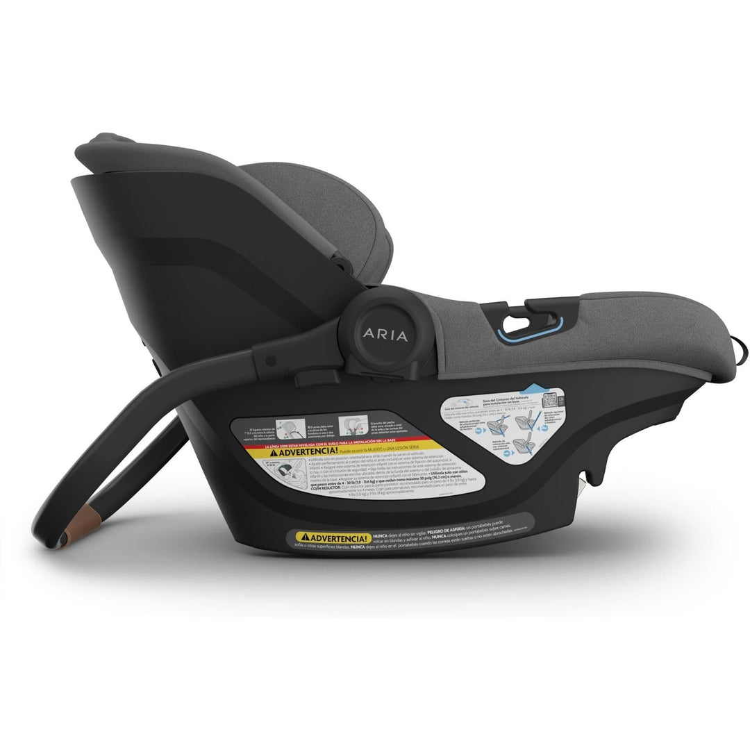 Lightweight and travel-ready, the Uppababy Aria V2 Infant Car Seat in Greyson ensures easy mobility for families.