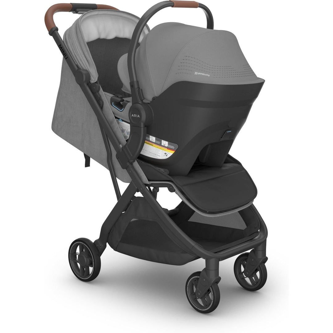 Travel-ready and compact, the Greyson Uppababy Aria V2 paired with the Minu stroller makes daily outings simple.