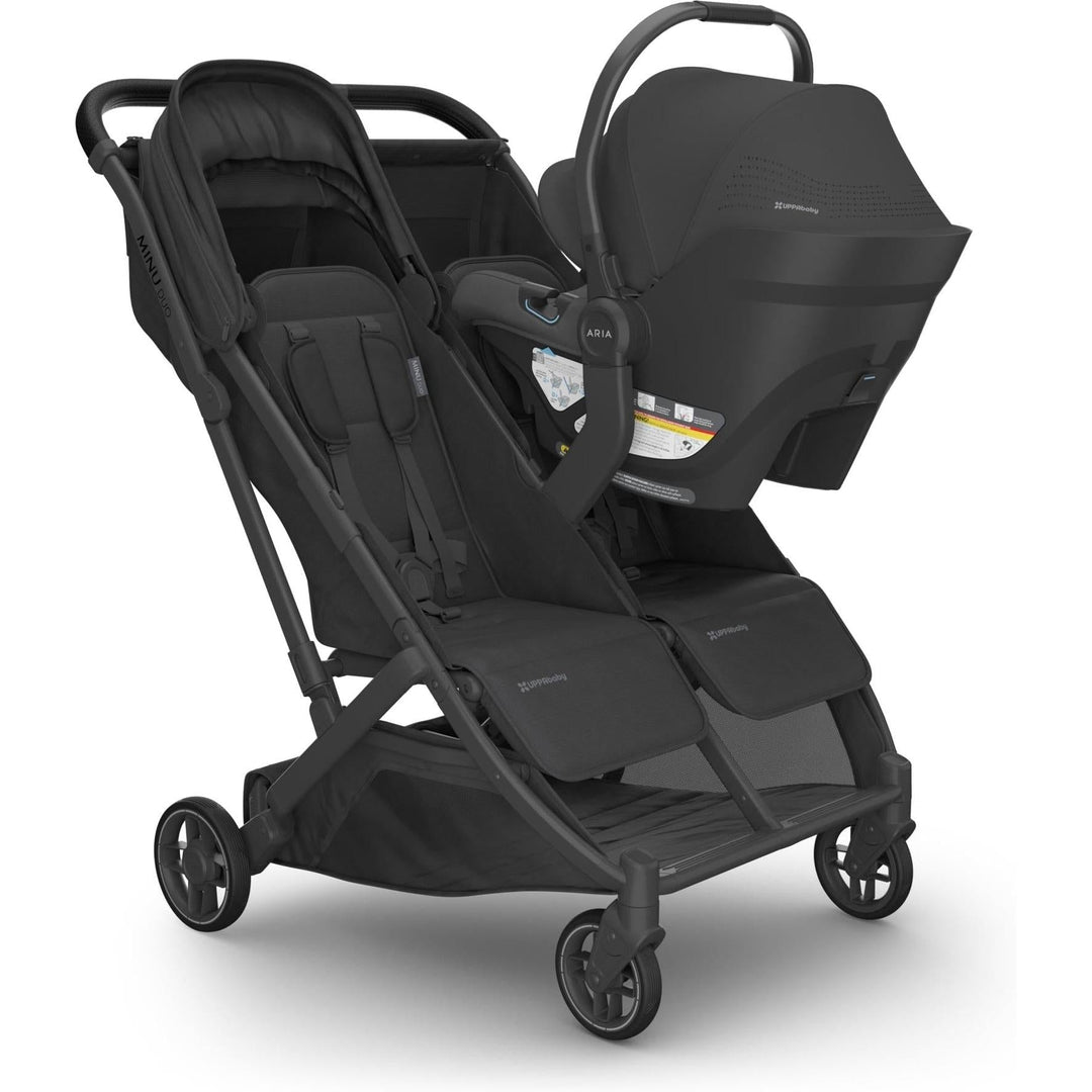 Uppababy Aria V2 Infant Car Seat in Jake on Mesa base, built for comfort and reliability as a newborn car seat.