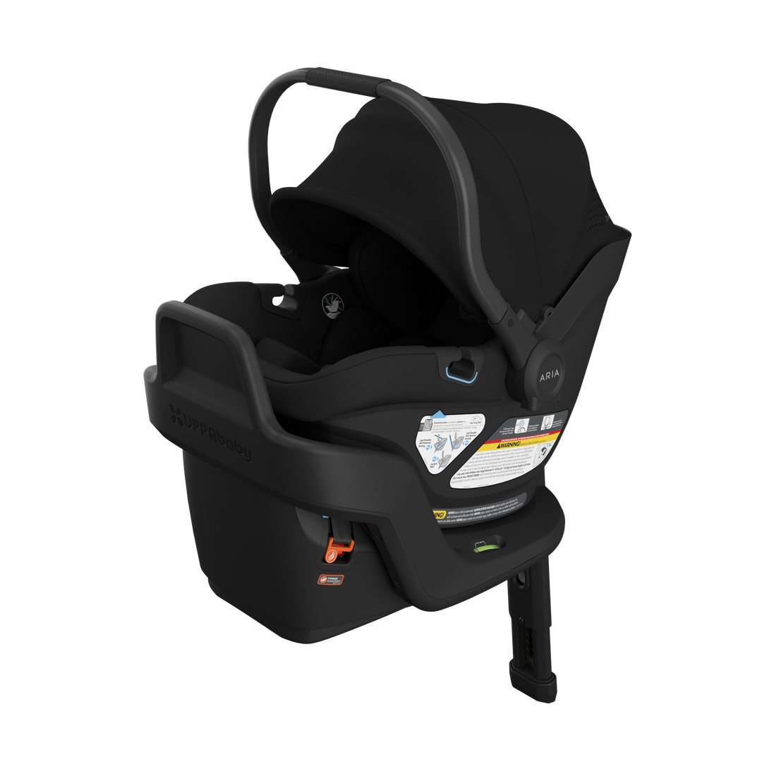 Aria V2 James Black hero — UPPAbaby best all-black infant car seat with anti-rebound base