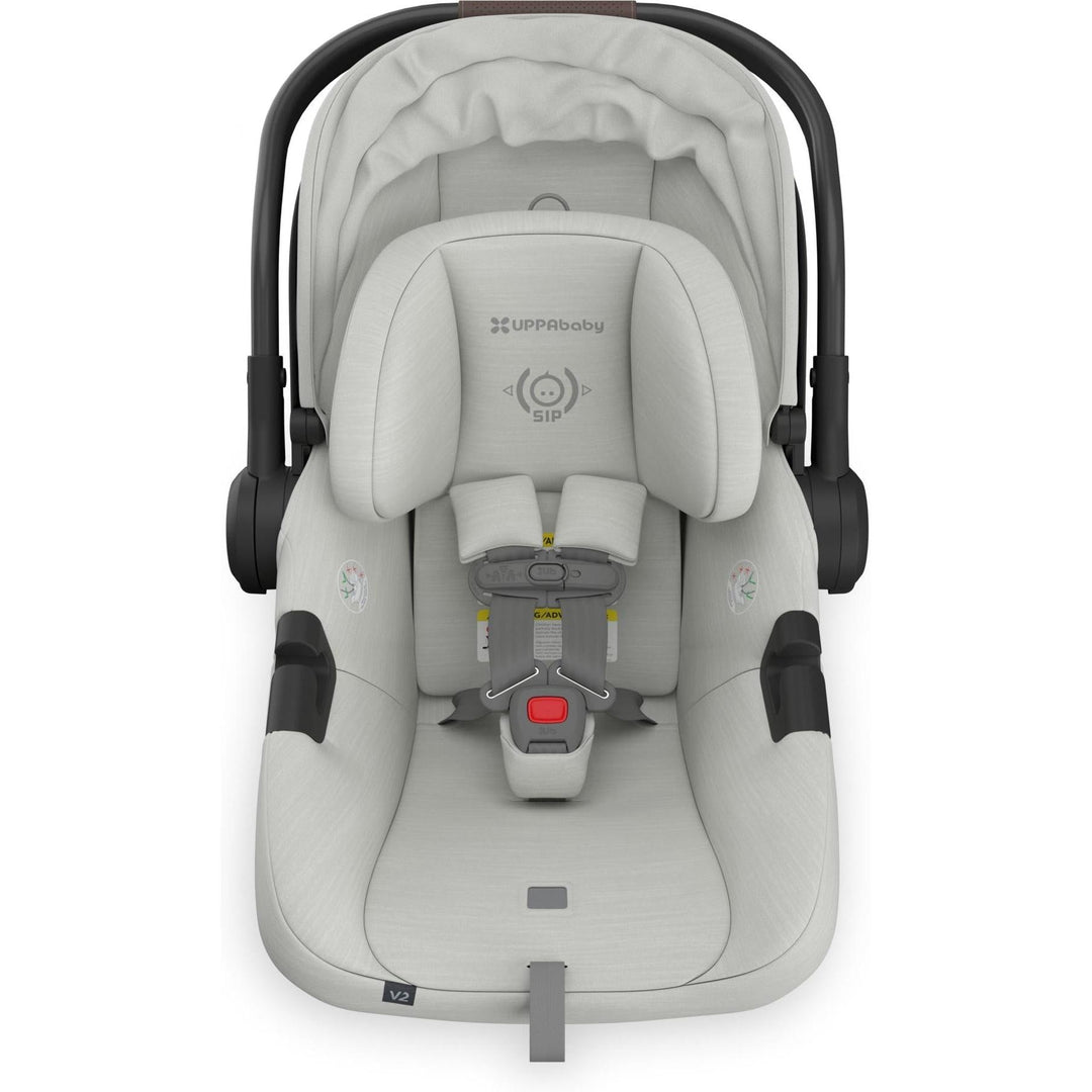 Uppababy Aria V2 Infant Car Seat in Savannah shown from above without insert, offering lightweight versatility.