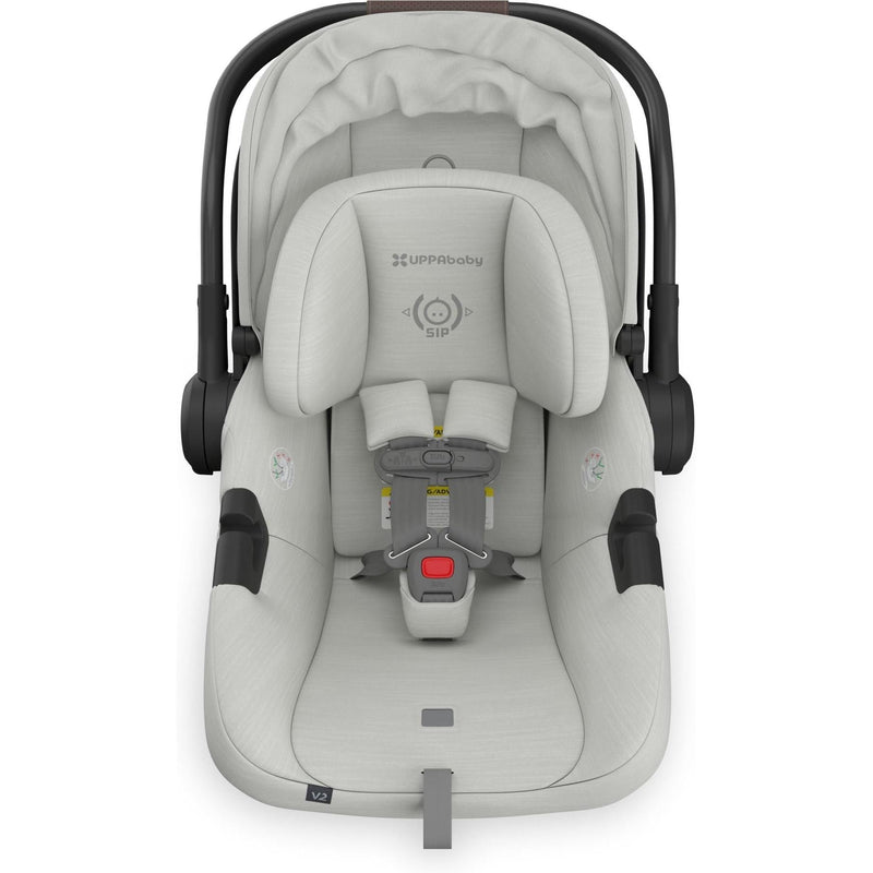 Uppababy Aria V2 Infant Car Seat in Savannah shown from above without insert, offering lightweight versatility.
