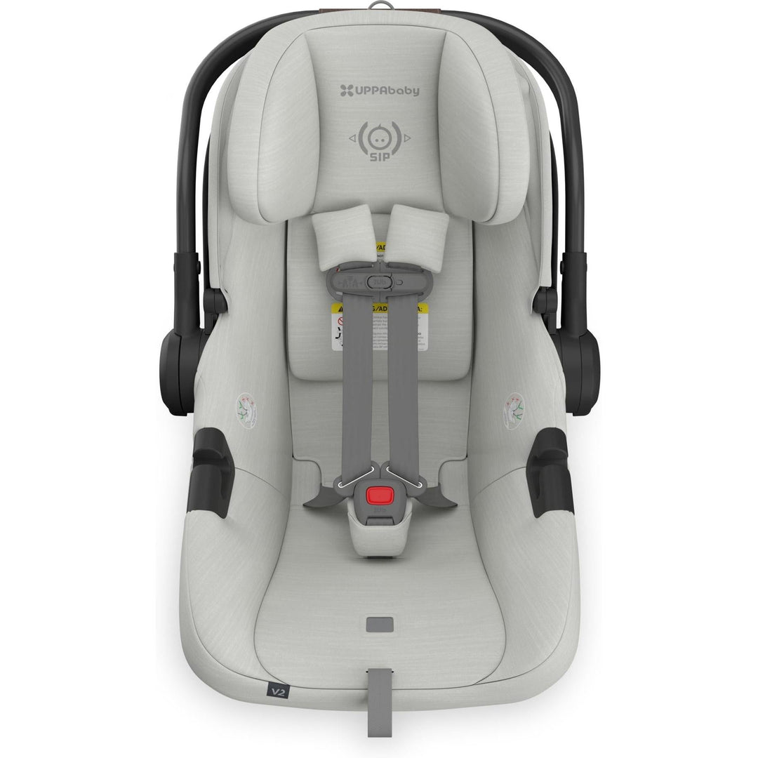 Headrest fully raised on the Uppababy Aria V2 Infant Car Seat in Savannah, adapting easily to a growing childÕs needs.
