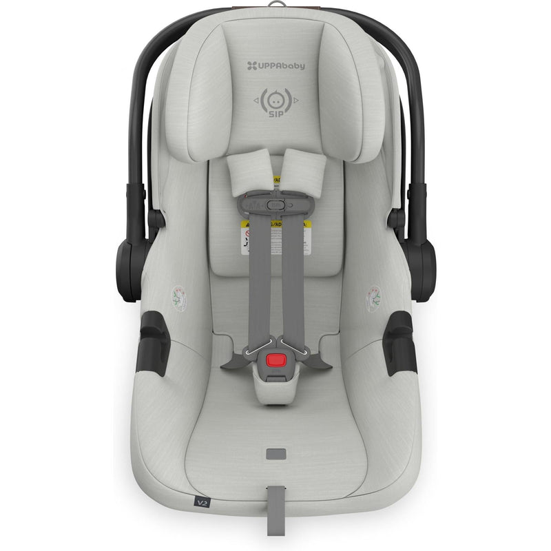 Headrest fully raised on the Uppababy Aria V2 Infant Car Seat in Savannah, adapting easily to a growing childÕs needs.