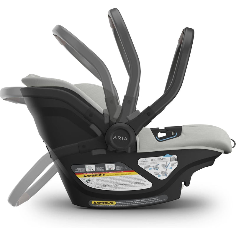 Savannah Uppababy Aria V2 Infant Car Seat handle in fifth position, showing off thoughtful craftsmanship and versatility.