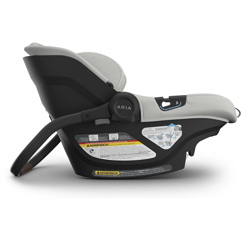 Ergonomic carry handle showcased on the Uppababy Aria V2 in Savannah, a stylish and secure car seat for baby travel.