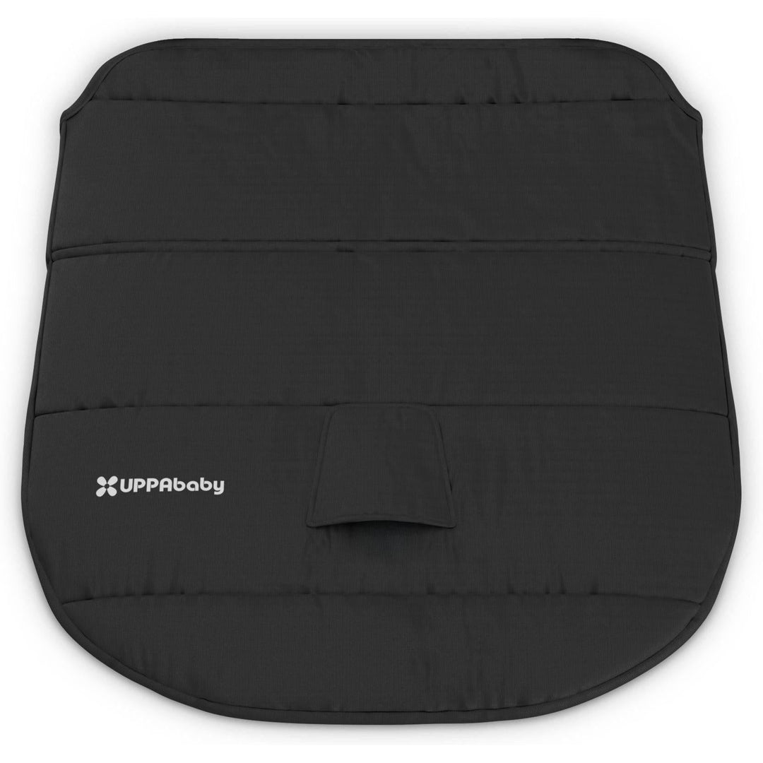 Uppababy Aria V2 Foot Cover shown separately, providing extra warmth and comfort in this best travel car seat design.