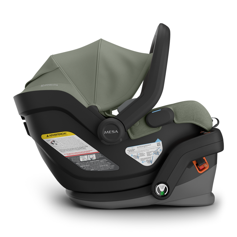 Right-side perspective of the Uppababy Aria V2 Infant Car Seat in Evelyn, emphasizing safety innovation in this top infant car seat for newborns.