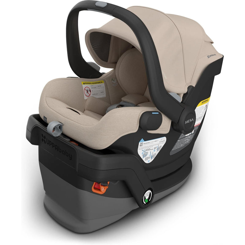 UPPAbaby Mesa V3 in Declan, shown left angle, ideal for a lightweight stroller with car seat setup.
