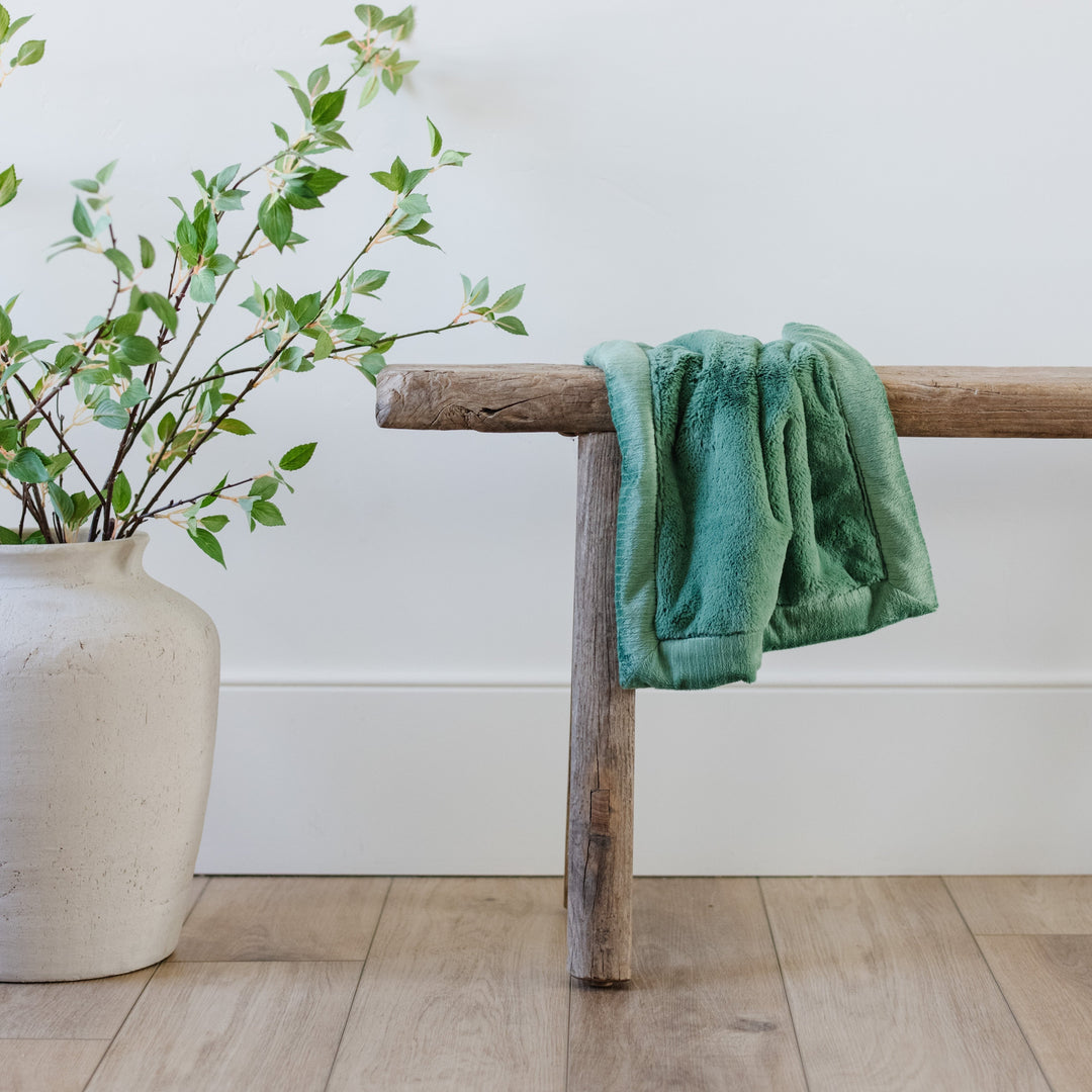 Seagrass features luxurious loft in the Saranoni Lush Mini Blanket, ideal for ultra plush soft baby blankets styling.