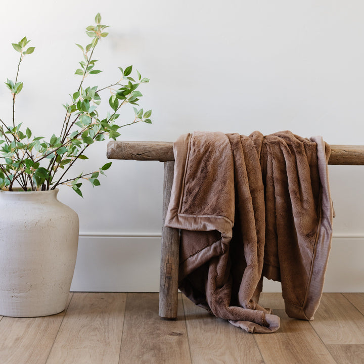 Hazelnut brings rich velvety texture to the Saranoni Lush Mini Blanket, perfect for baby girl blankets gifting.