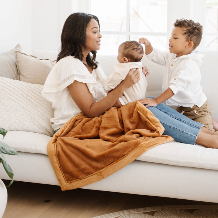 Little ones will love the Camel Saranoni Lush Receiving Blanket, perfect for snuggles as baby girl blankets.