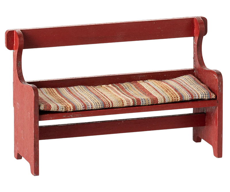 Maileg dollhouse red mouse bench