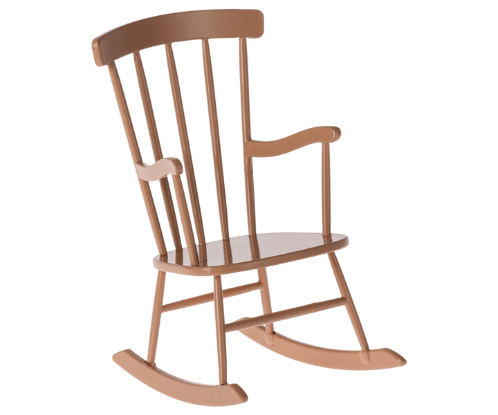 maileg miniature rocking chair in dark powder natural wood dollhouse accessory
