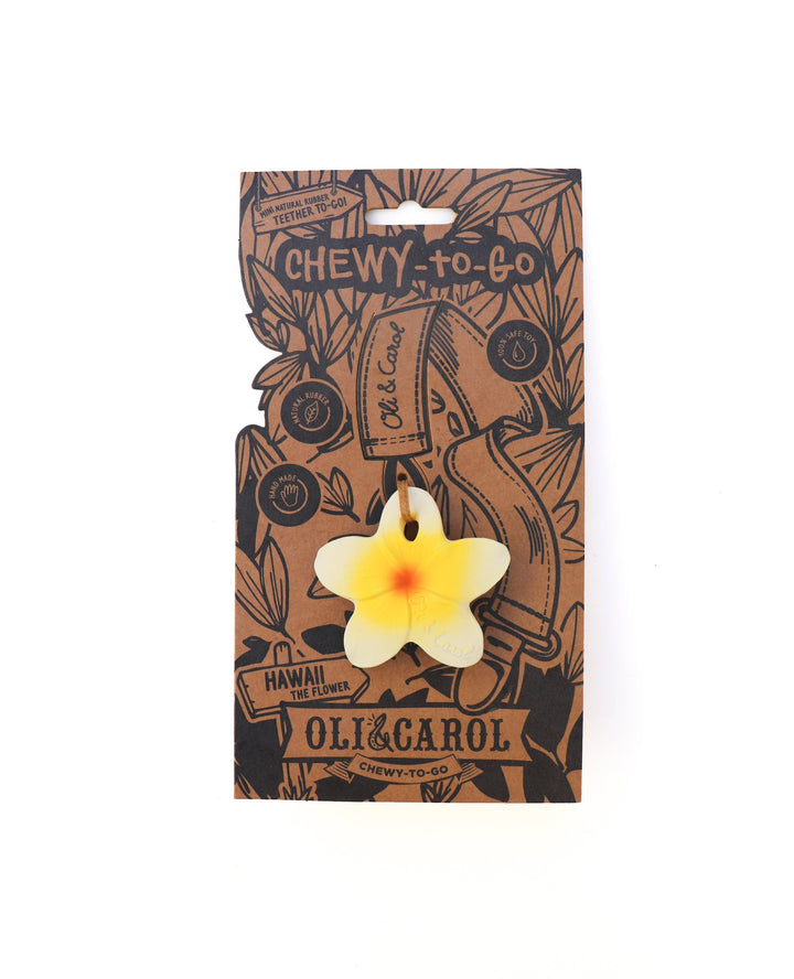 Hawaii the Flower displayed inside its illustrated Oli & Carol chewy to go packaging