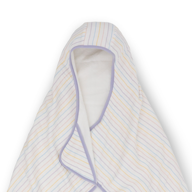Little Unicorn baby hooded towel in Unicorn Stripe design, perfect for post-bath snuggles