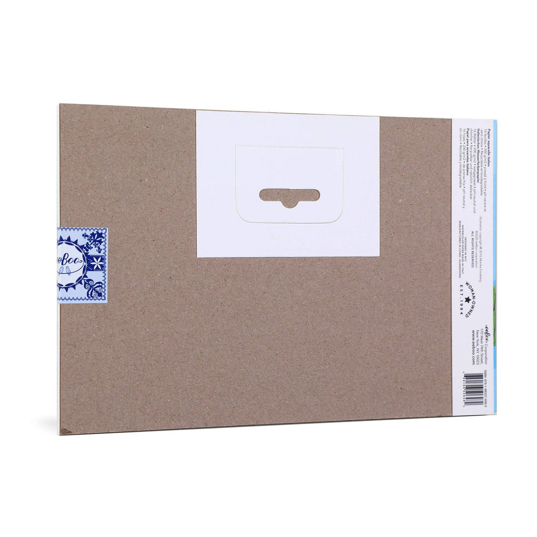 eeBoo Tidepool Watercolor Pad open showing 200 GSM cold press watercolor paper sheets
