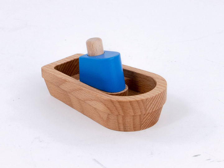 bajo blue wooden fishing boat toy for babies and toddlers 