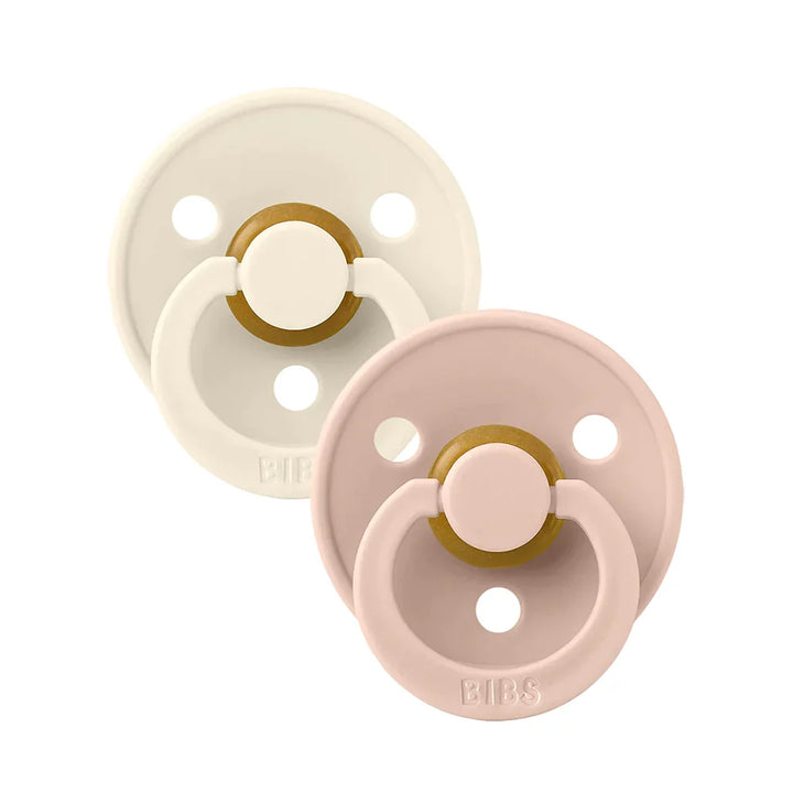 BIBS Pacifier Colour Collection 2 Pack Ivory & Blush, stylish pacifiers for newborns.