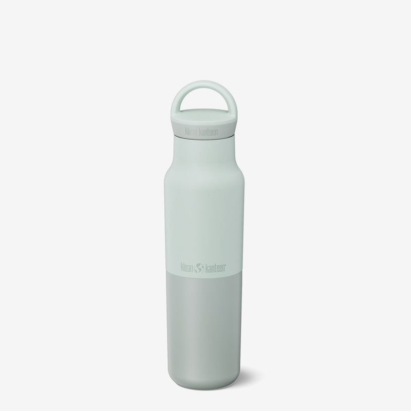 Klean Kanteen 12oz Rise Classic Barely Blue Bottle with Arch Loop Cap, lightweight and made from stainless steel for on-the-go use.