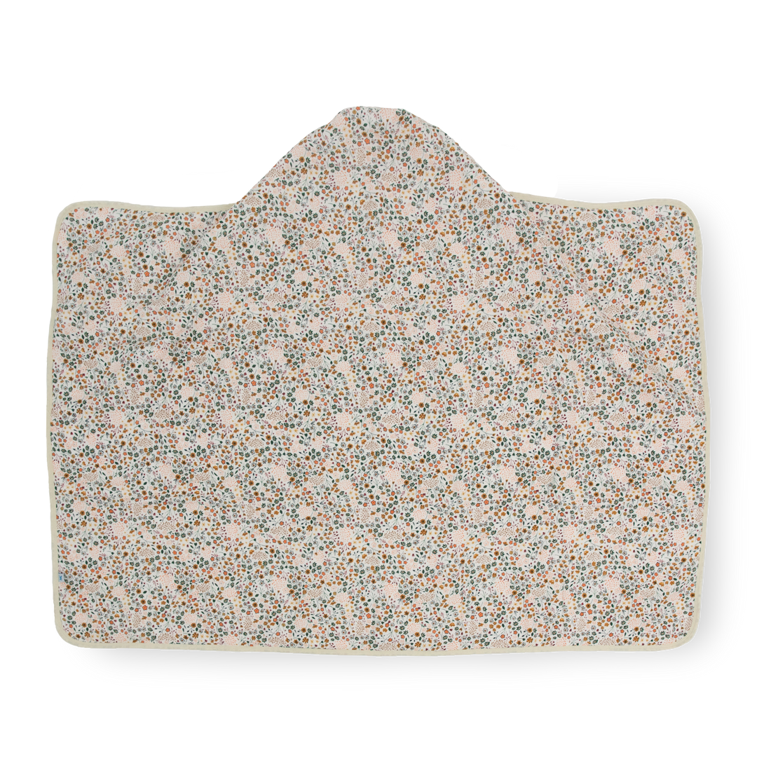 Little Unicorn baby hooded towel in Pressed Petals print, perfect for post-bath snuggles