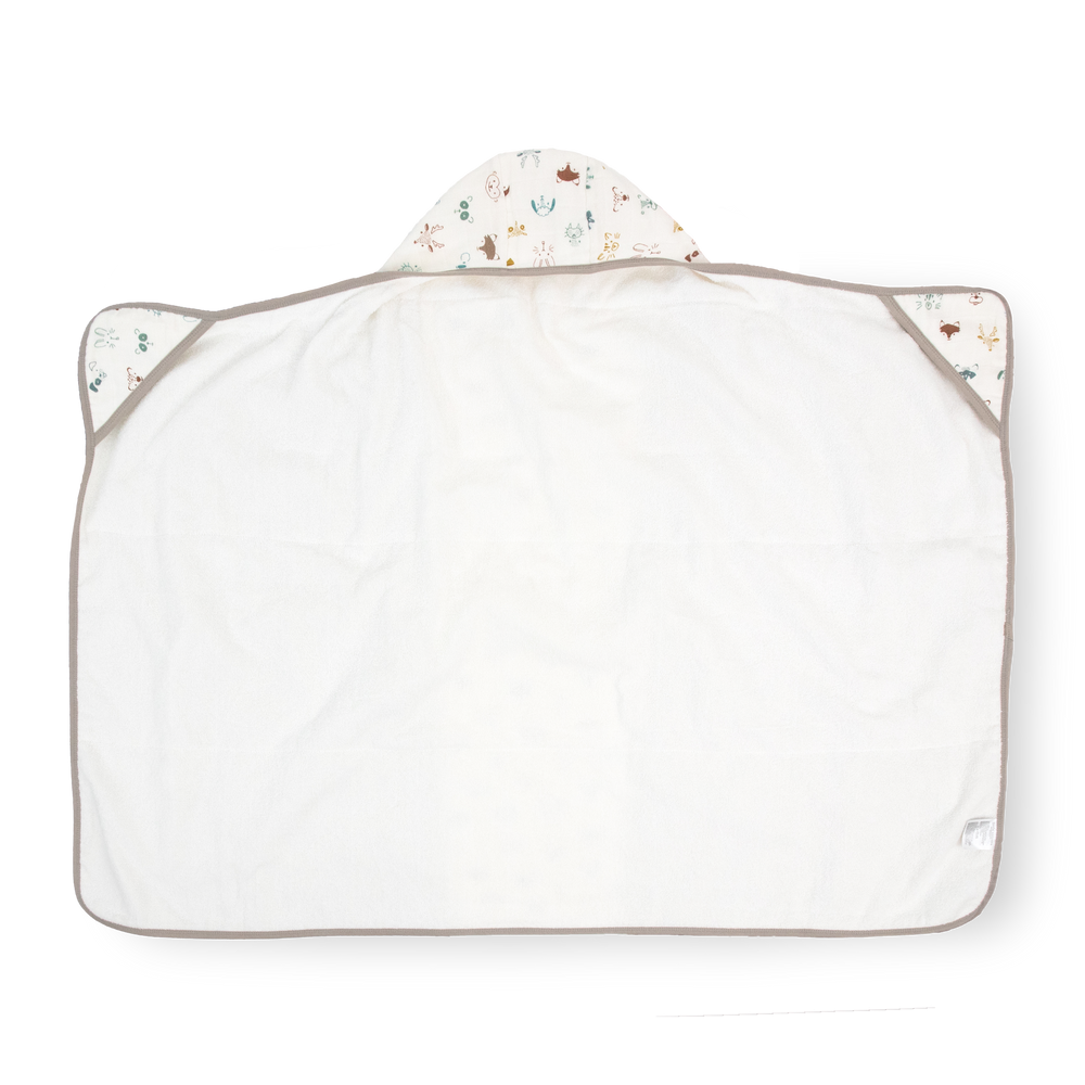 Cozy hooded baby towel by Little Unicorn, Toddler Hooded Towel - Animal Crowd, perfect for toddlers after bath