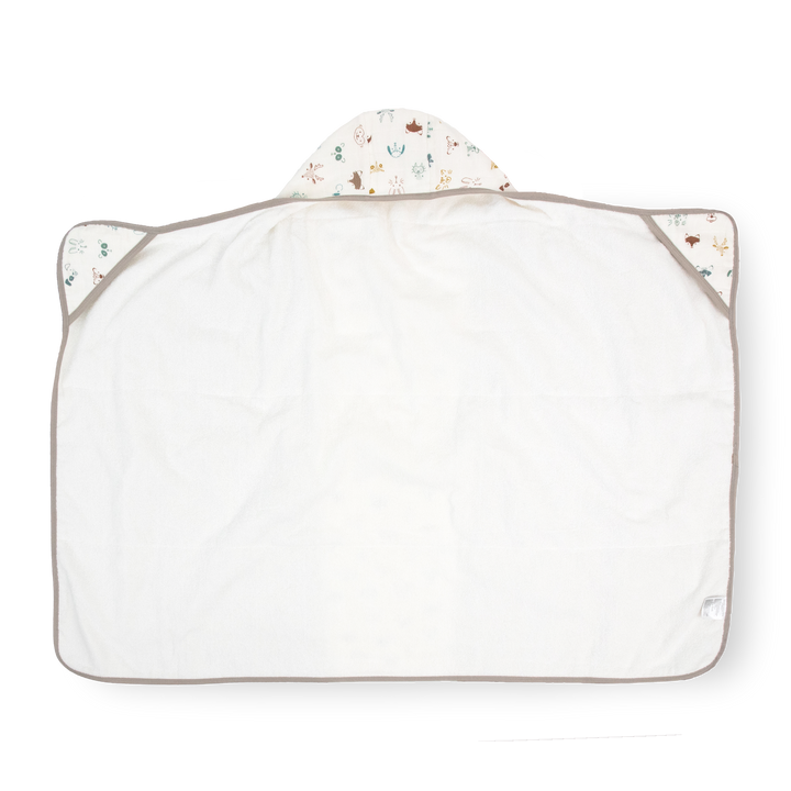 Cozy hooded baby towel by Little Unicorn, Toddler Hooded Towel - Animal Crowd, perfect for toddlers after bath