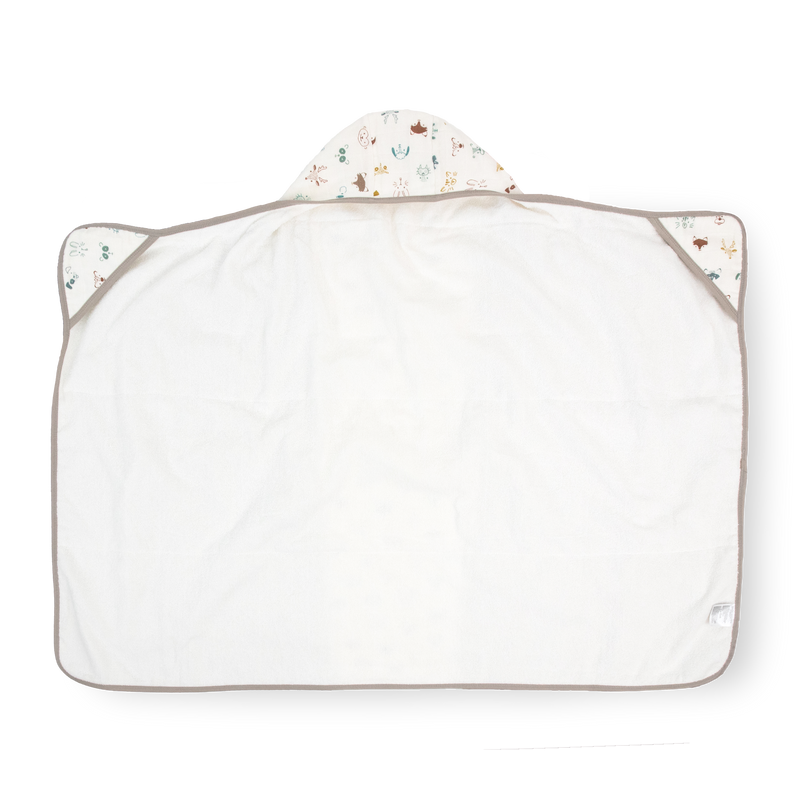 Cozy hooded baby towel by Little Unicorn, Toddler Hooded Towel - Animal Crowd, perfect for toddlers after bath