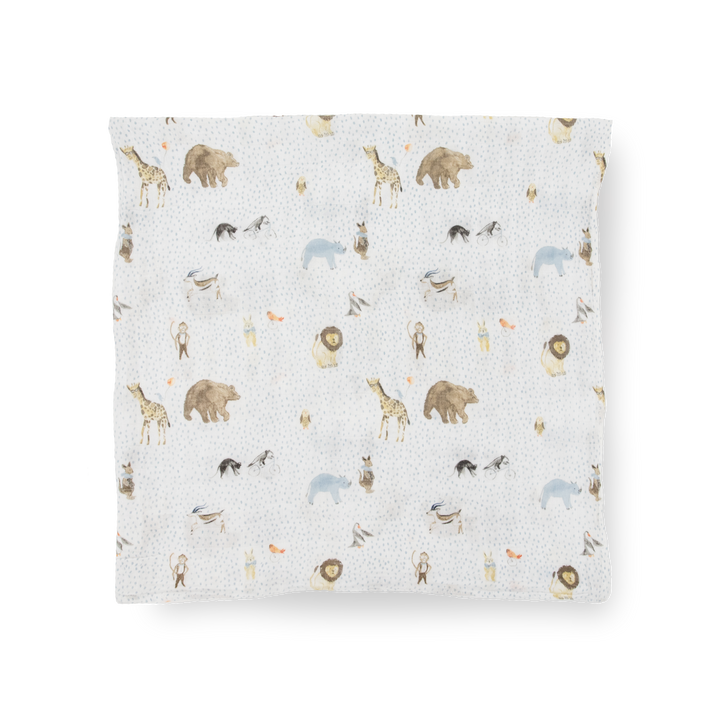 Keep your baby snug with the Party Animals muslin baby blankets from Little Unicorn.