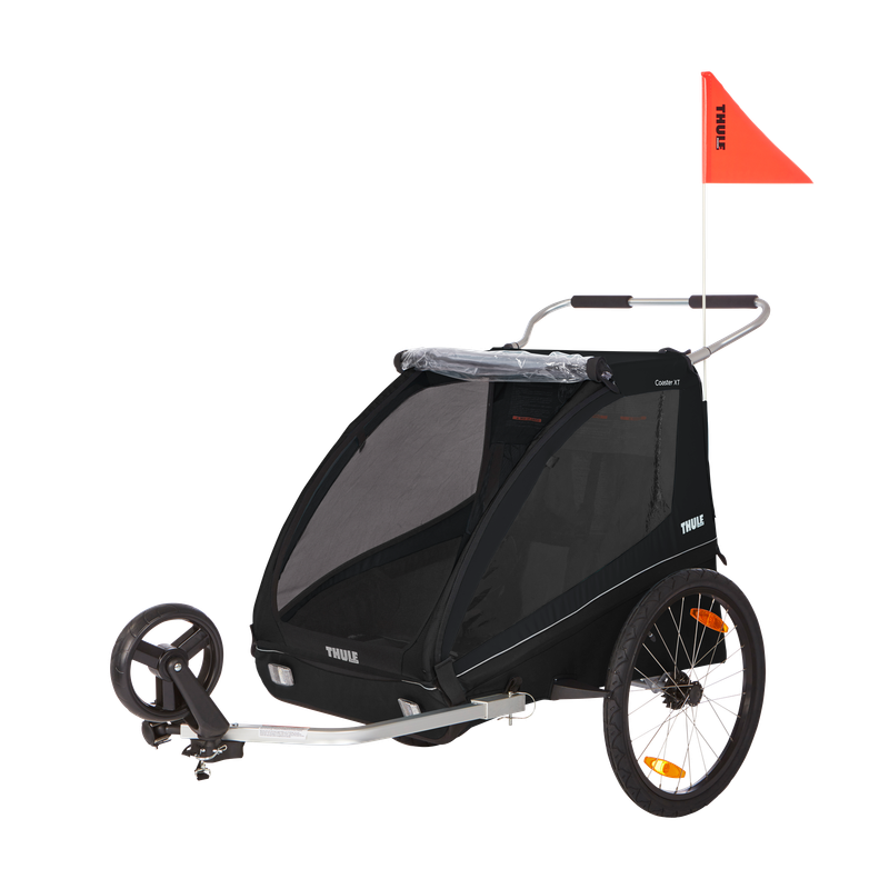 Thule Coaster XT in Black, 2-seat child bike trailer and stroller