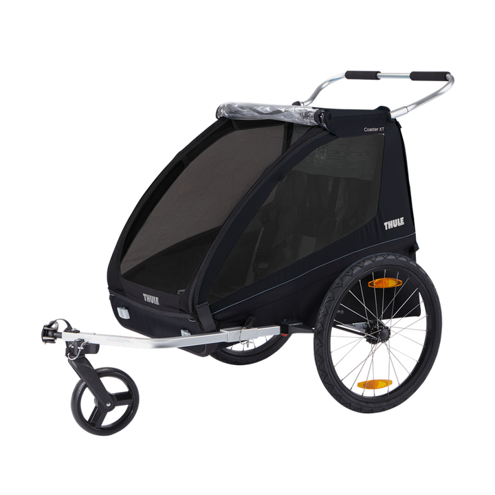 Child bike trailer Thule Coaster XT, Black colorway, with stroller kit