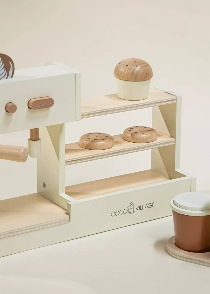 Bring creativity to playtime using the Coco Village Wooden Coffee Shop Playset in Multicolor, a colorful Montessori toy.