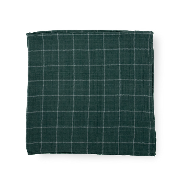 Cozy Cotton Muslin Swaddle Blanket – Evergreen Plaid from Little Unicorn, perfect as swaddling muslin blanket.