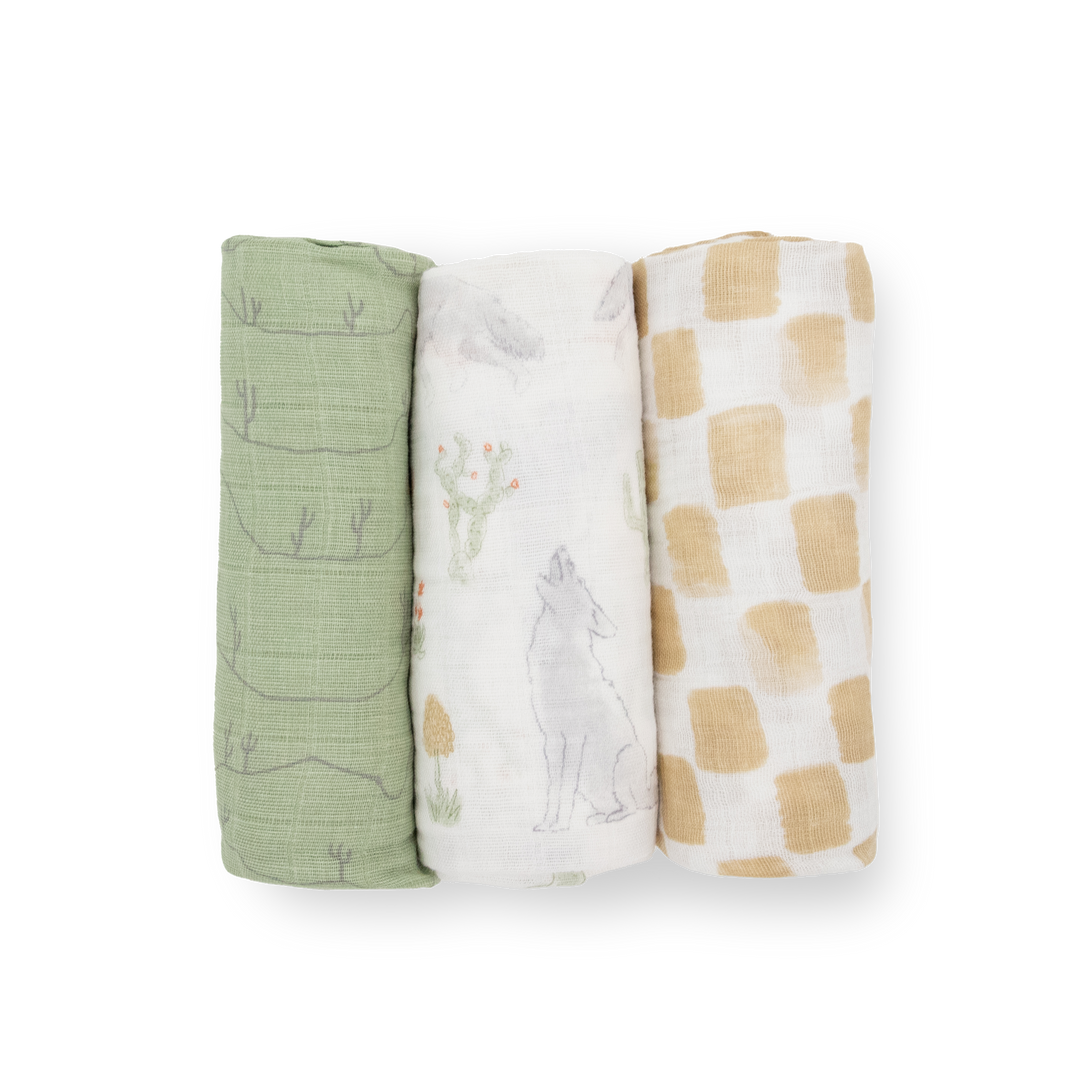 Little Unicorn Desert Night Muslin Swaddle Blanket 3 Pack, muslin for swaddling newborns